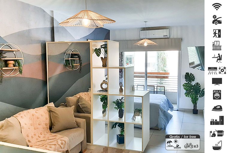 Studio boho-nórdico con piscina en Palermo