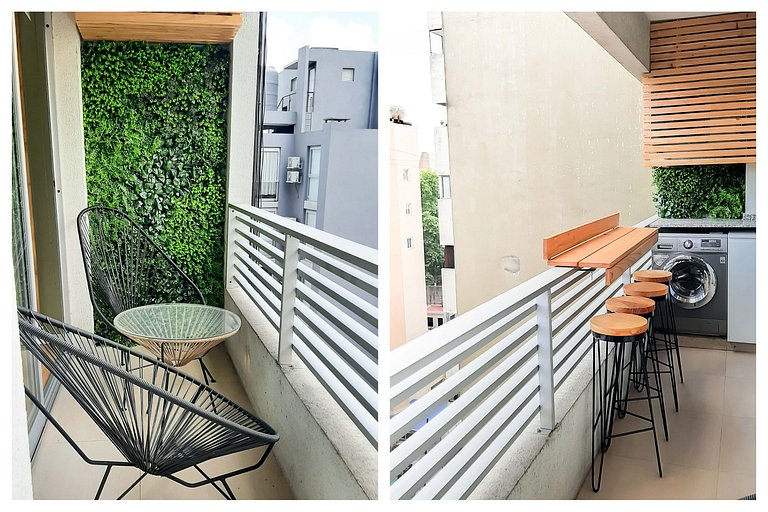 Diseño zen en altura con piscina y cochera